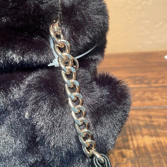 NWT Juicy Couture Black Faux Fur Mini Tote or Crossbody MSRP $89 - Picture 7 of 10